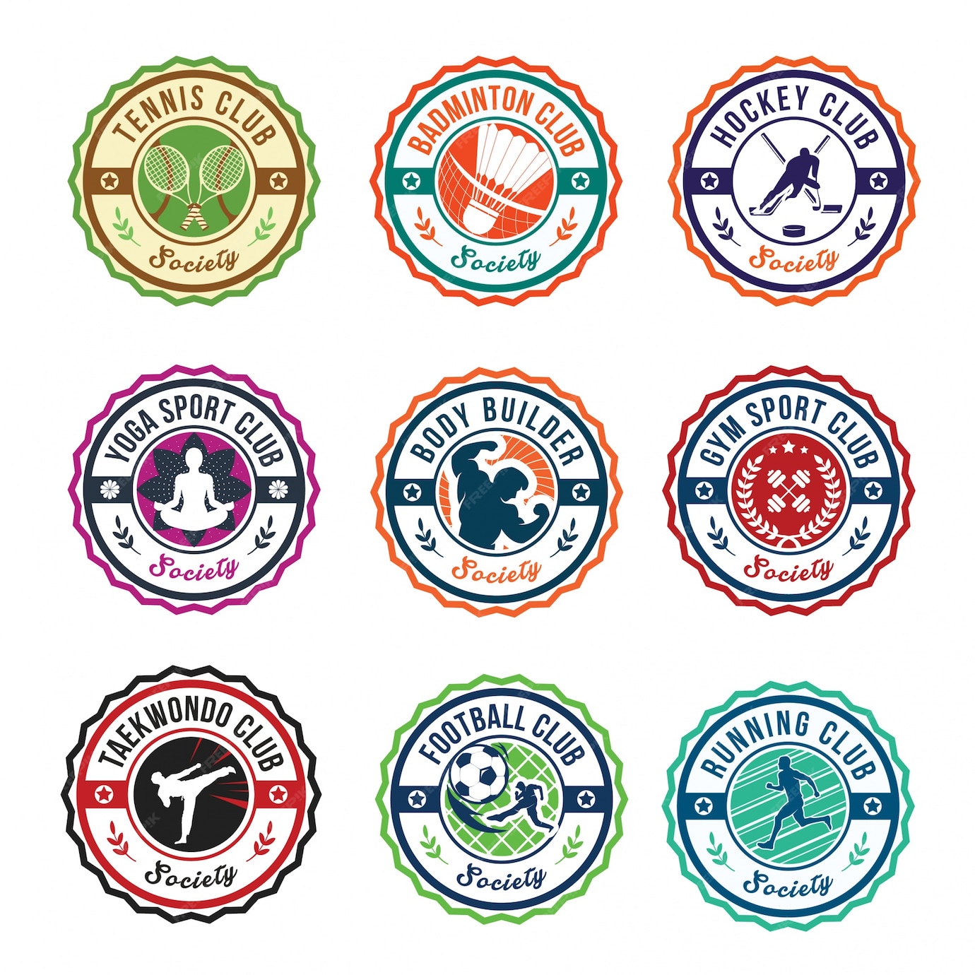 Premium Vector Circular Sport Club Logo Badge Set Illustration