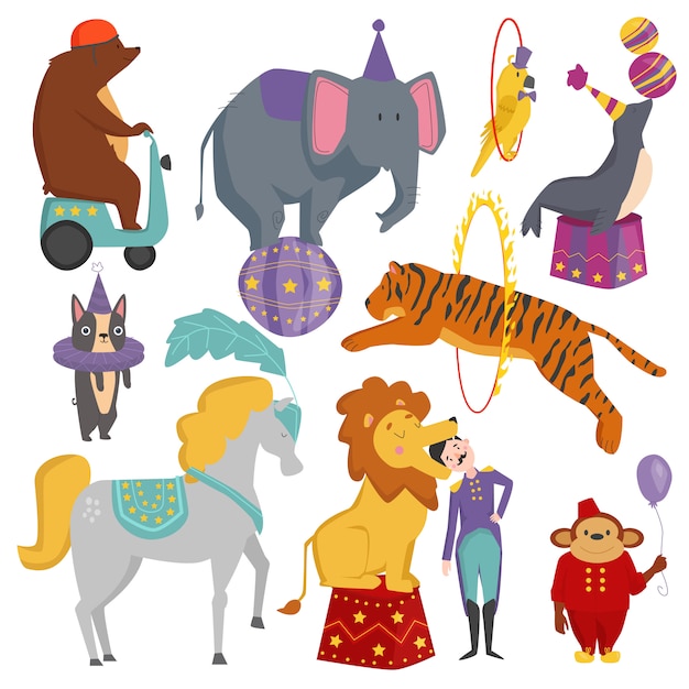 Premium Vector Circus animals set