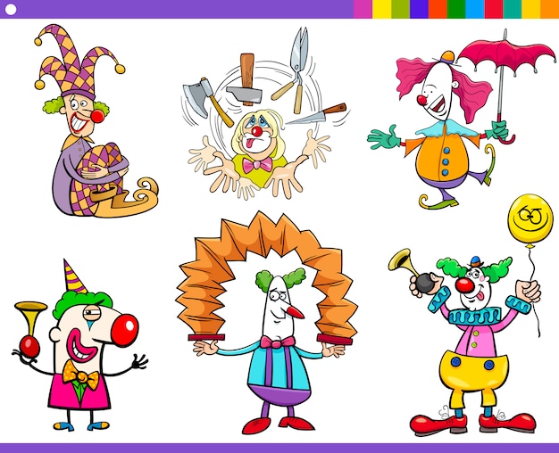 Premium Vector | Circus clown characters set