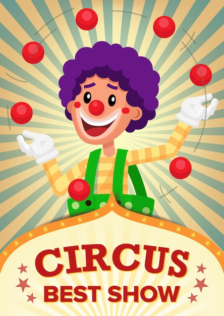 Premium Vector | Circus clown show poster template.