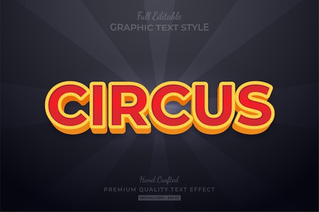 Premium Vector | Circus editable text style effect