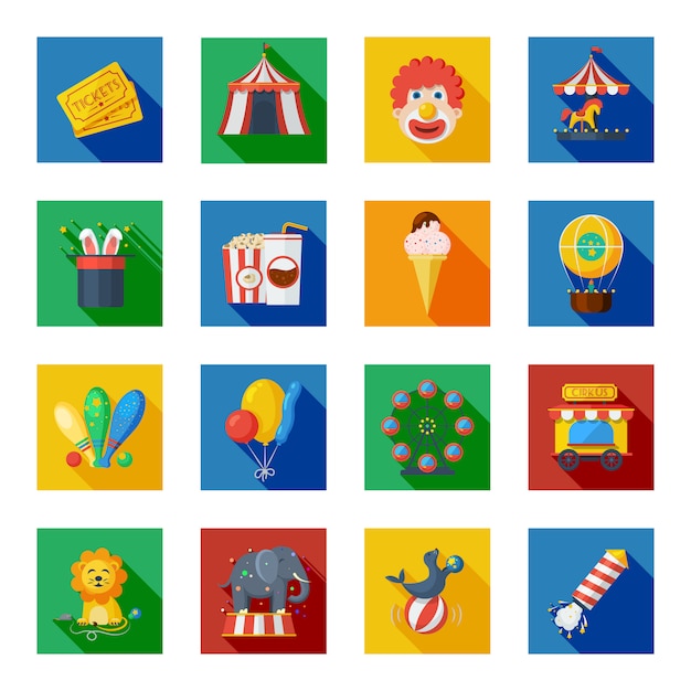 Premium Vector | Circus icons flat