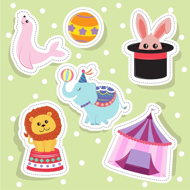 Premium Vector Circus Stickers Icons