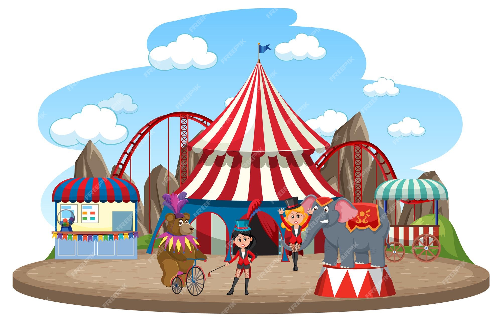 Premium Vector | Circus theme park on isolated background