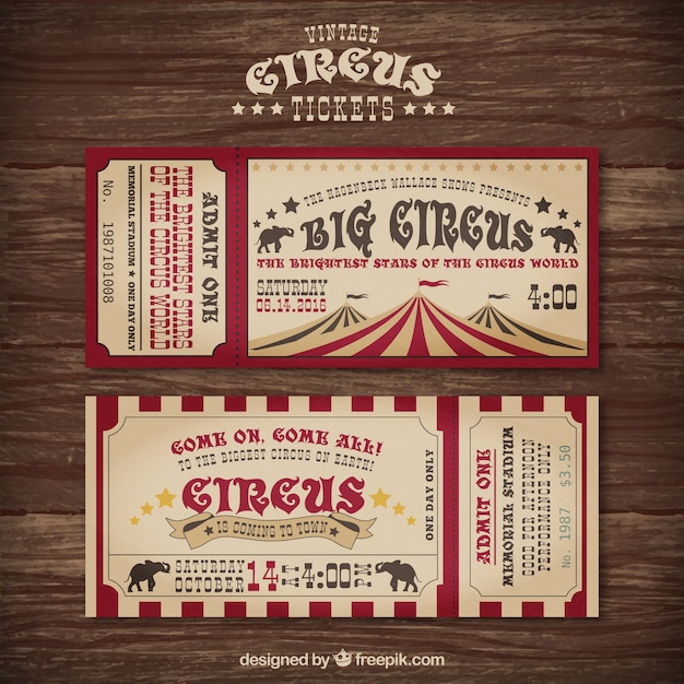 Free Vector Circus Tickets In A Vintage Design