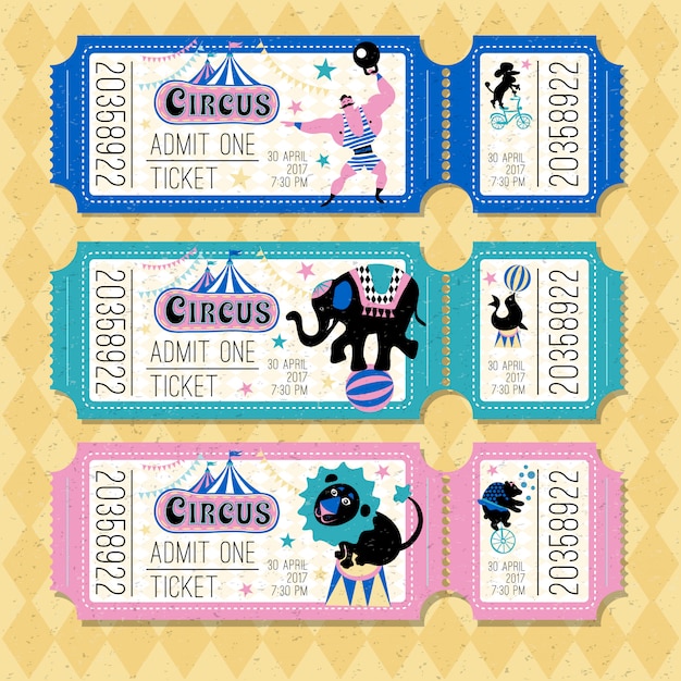 Circus tickets Premium Vector