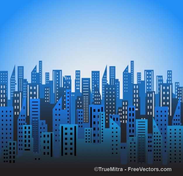 City blue skylines vector | Free Vector