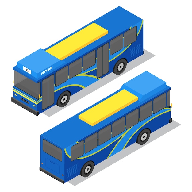 Premium Vector | City bus isometric view. public transportation ...