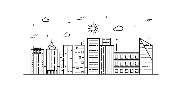 Premium Vector | City landscape line art