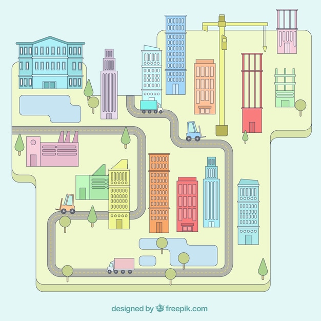 Free Vector | City map, hand drawn