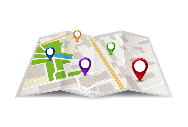 市内地図アイコンのイラスト 旅行都市通りのシンボル Gpsピンサインのマップデザイン プレミアムベクター