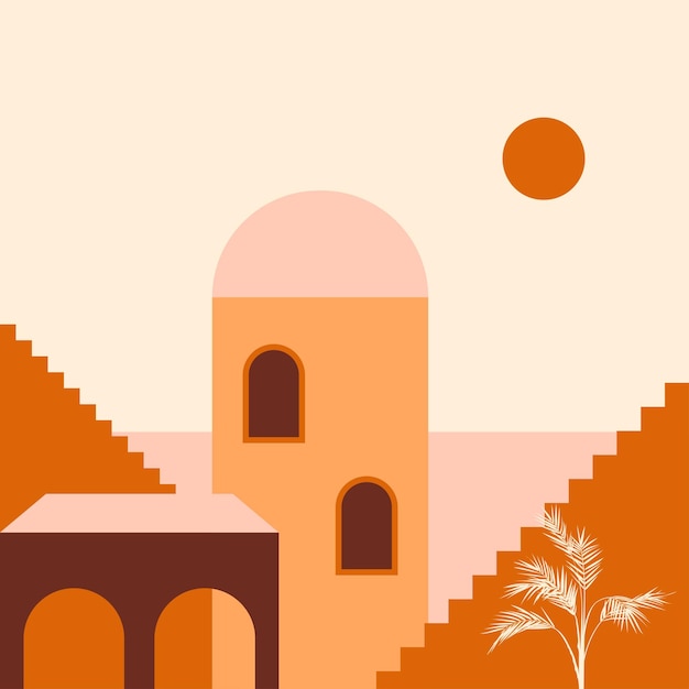 Premium Vector | City minimalist boho illustration