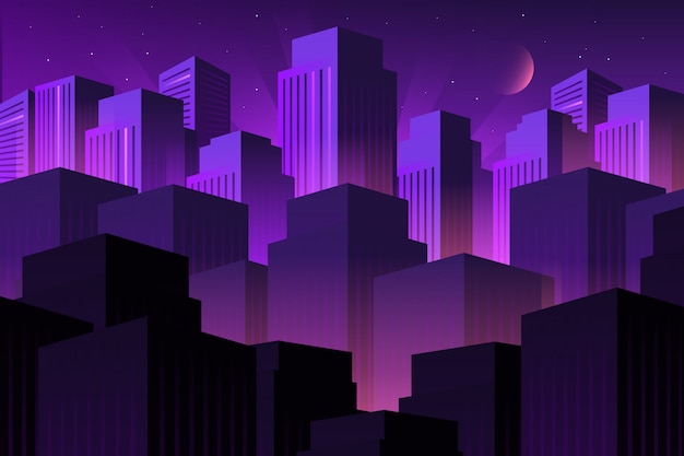 Premium Vector | City night silhouettes