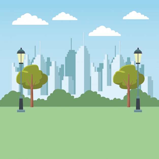 Premium Vector | City park scenery