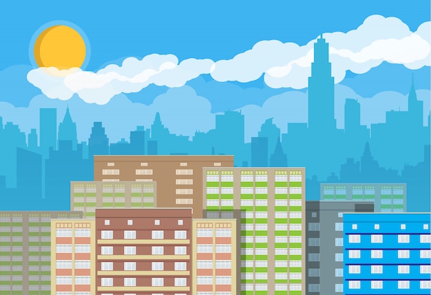 Premium Vector | City skyline at day