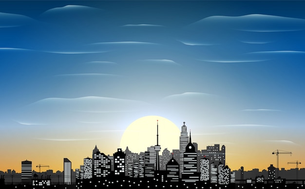 Download Premium Vector | City skyline silhouette at night