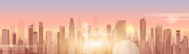 City skyscraper view cityscape background skyline silhouette with copy space Premium Vector