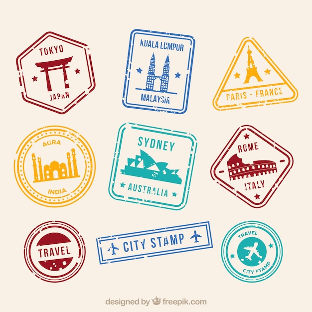 Download Free Download This Free Vector City Stamps Collection In Flat Style Use our free logo maker to create a logo and build your brand. Put your logo on business cards, promotional products, or your website for brand visibility.