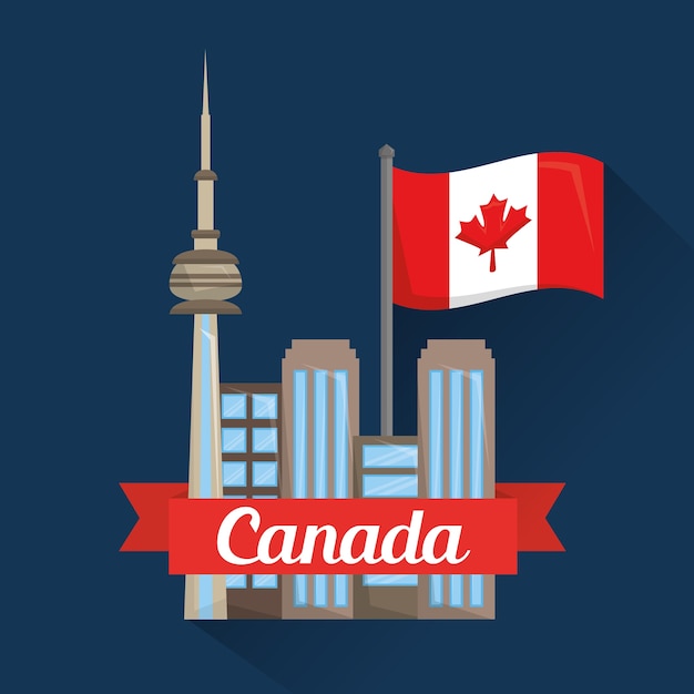 Premium Vector City Toronto Canada Flag Banner