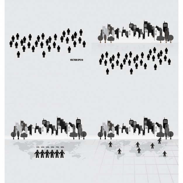 Cityscape collection with human\
pictograms