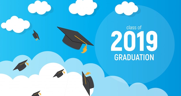 Class of 2019  graduarion education background. Premium Vector