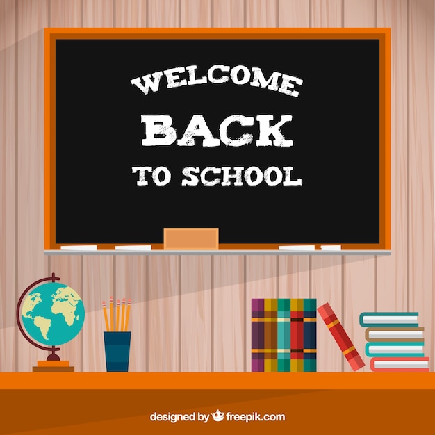 Free Vector | Class background with blackboard and other elements in ...