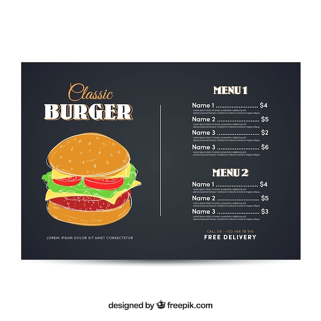 Free Vector | Classic burger menu template