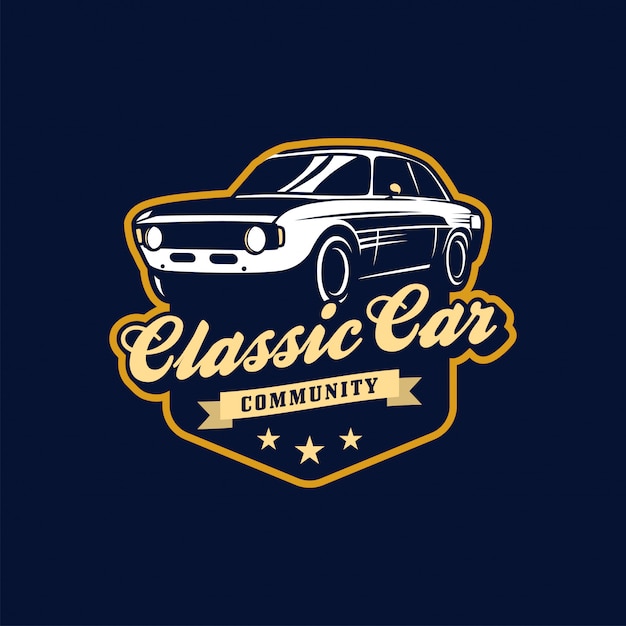 Classic car vector insignia or logo | Premium Vector