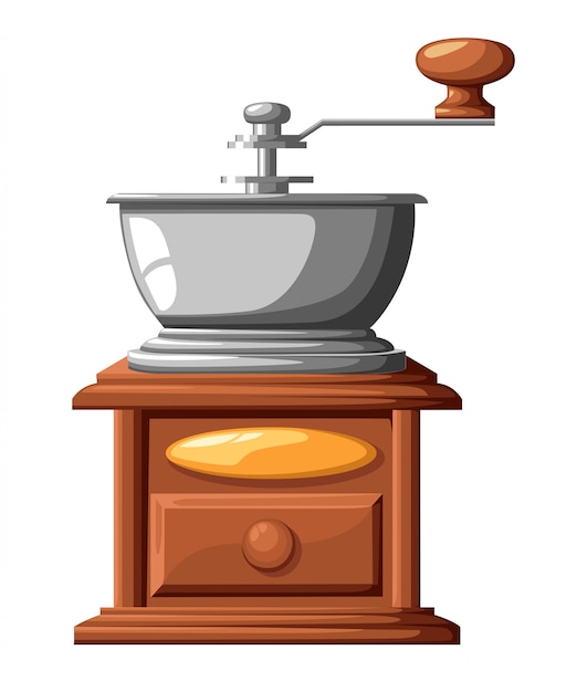 Download Premium Vector | Classic coffee grinder manual coffee mill illustration on white background
