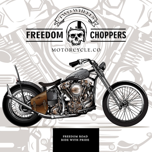 Premium Vector Classic Custom Chopper Motorcycle Poster