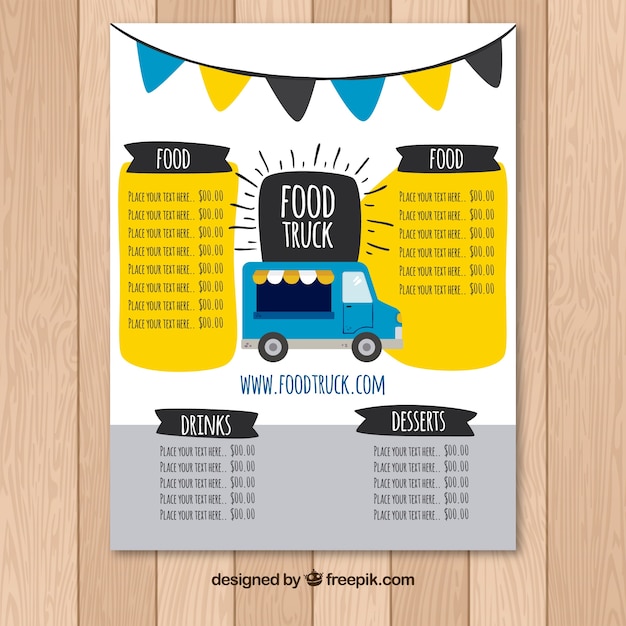 Free Vector Classic food truck menu template