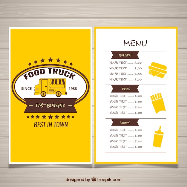 Classic food truck menu with vintage style