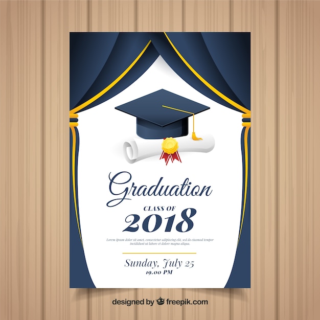 classic-graduation-invitation-template-with-flat-design-vector-free