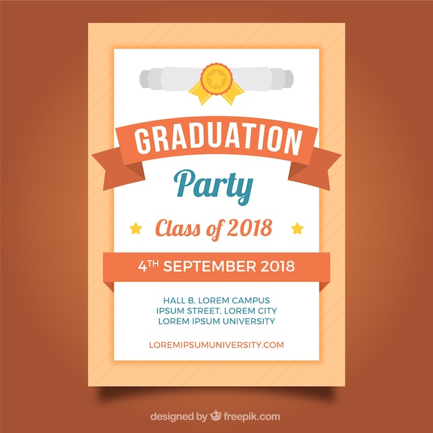 Download Classic graduation invitation template with flat design | Free Vector