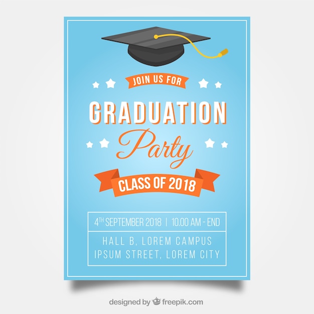 Download Free Vector | Classic graduation invitation template with ...