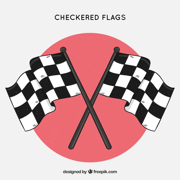 Download Classic hand drawn checkered flags | Free Vector