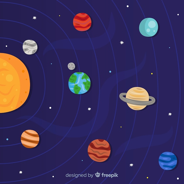 Free Vector Classic Hand Drawn Solar System Compositio