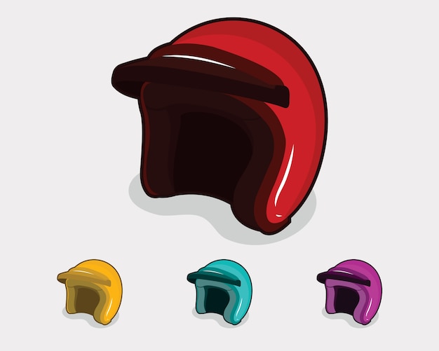 4色のクラシックヘルメットイラスト プレミアムベクター