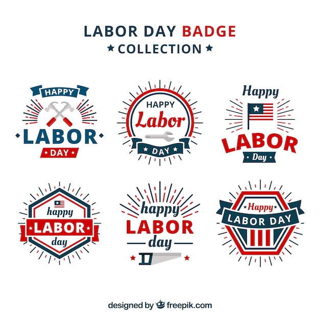 Classic labor day badge collection