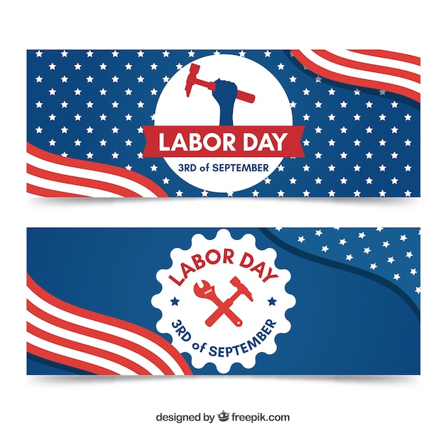Classic labor day banners with flat\
design
