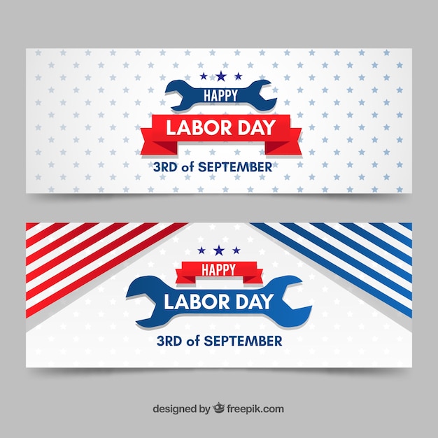 Classic labor day banners with flat
design