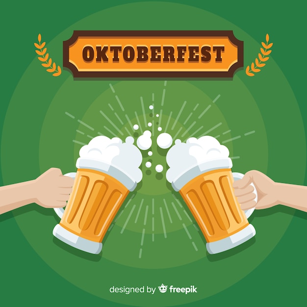 Classic oktoberfest composition with flat design Free Vector