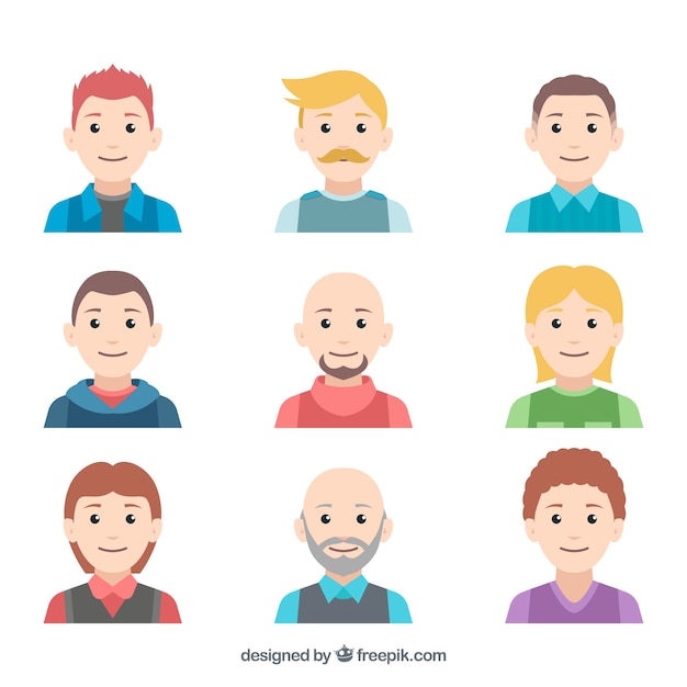 Download Classic pack of flat avatars | Free Vector