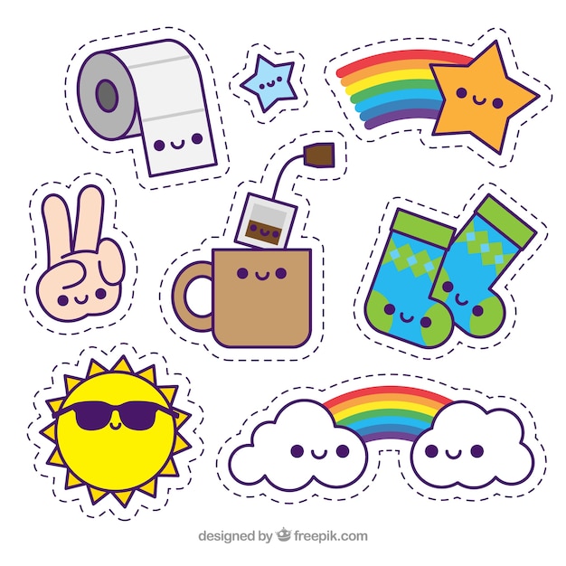 Download Classic pack of funny stickers | Free Vector