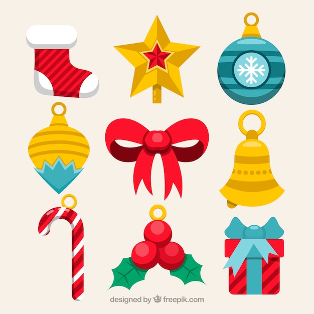 Classic pack of flat christmas ornaments Vector | Free Download