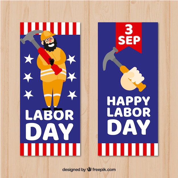 Classic pack of labor day banners with flat
design