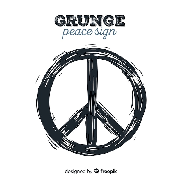 Classic peace symbol with grunge style Free Vector