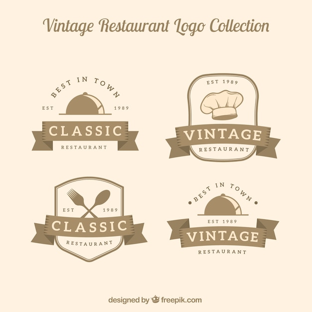 Download Free Download This Free Vector Classic Restaurant Logos With Ribbon Use our free logo maker to create a logo and build your brand. Put your logo on business cards, promotional products, or your website for brand visibility.