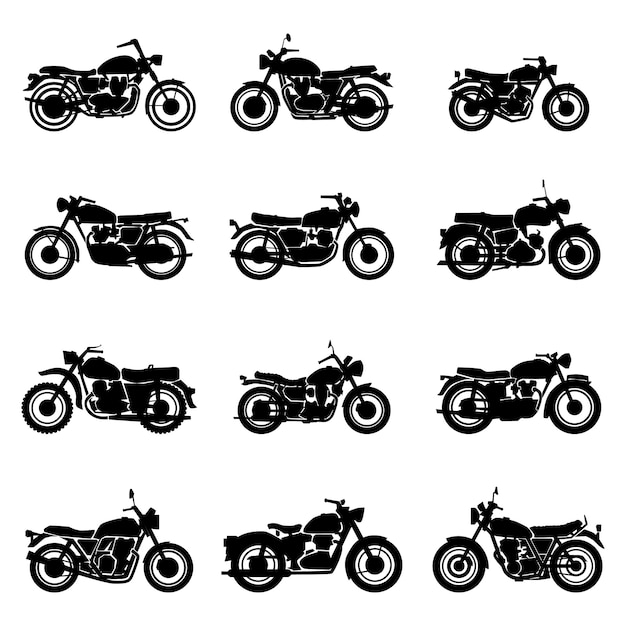Download Classic road vintage motorcycles vector illustration set ...