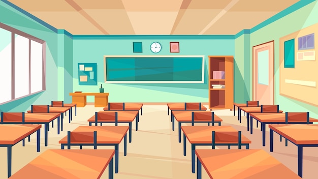 Premium Vector | Classic school interior. empty school room.